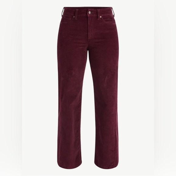 NEW Time and Tru Women's Velvet Wide Leg Pants, 32" Inseam, size 6 Burgundy Wine - Picture 2 of 6